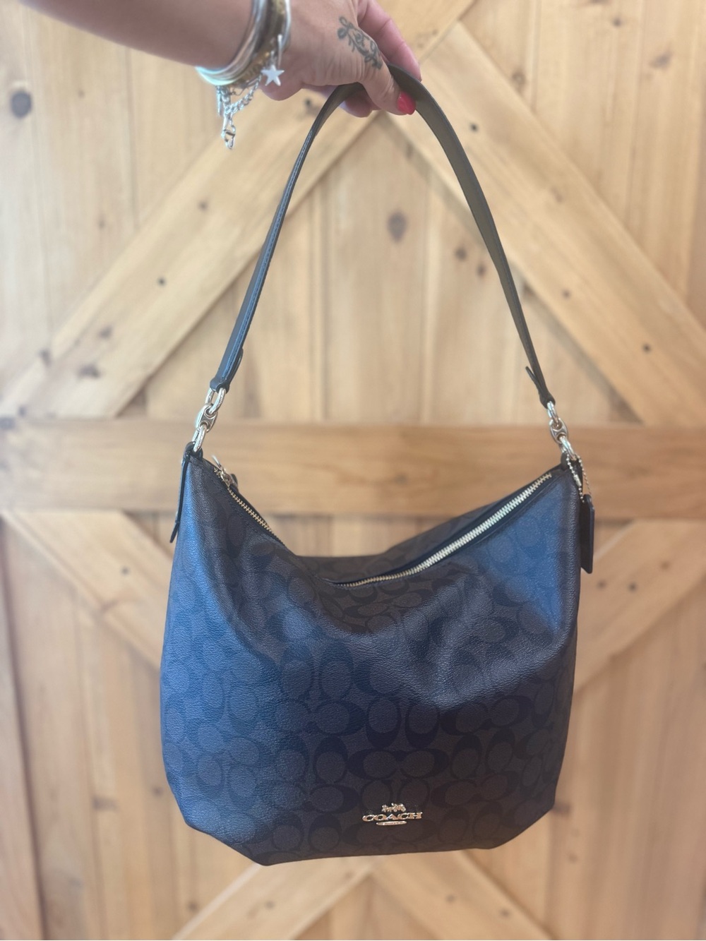 Gucci Dark Brown Embossed Leather Drawstring Hobo Bag - Picture 8 of 10